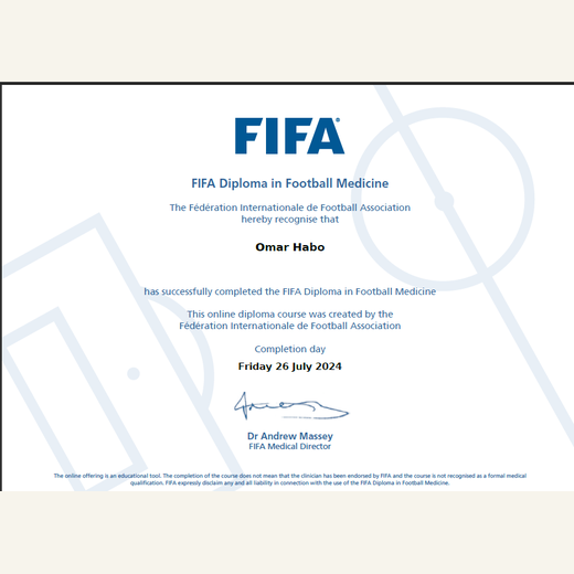 FIFA — FIFA Diploma in Football Medicine, 26 July 2024